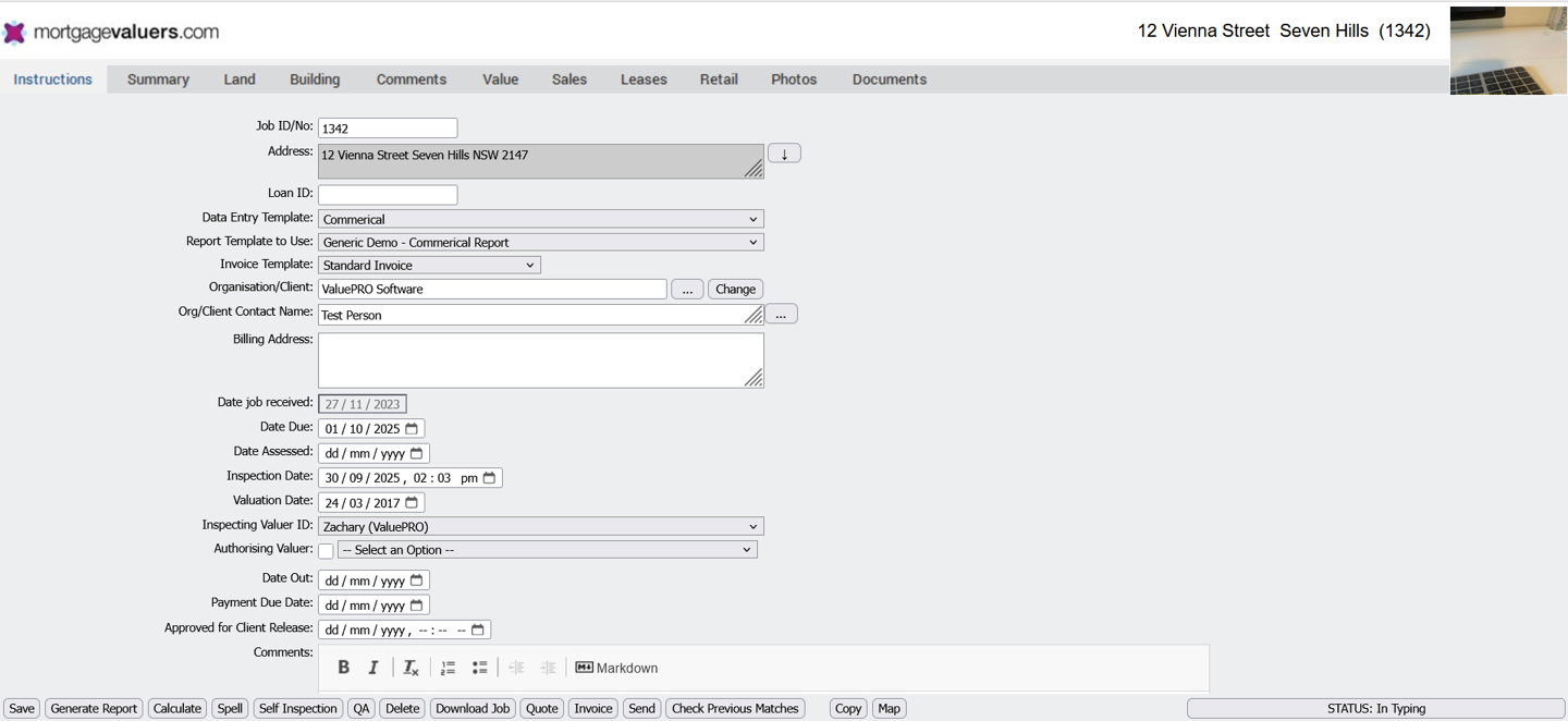 Generating a Report – ValuePRO